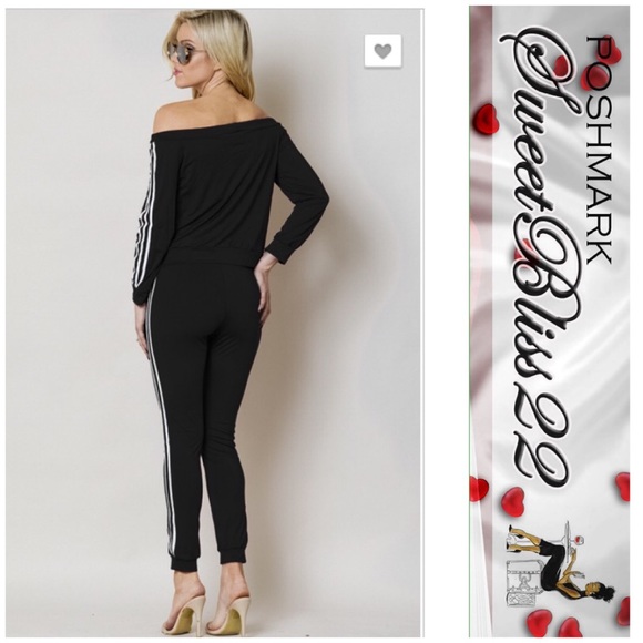 💋Black 2 Piece off the Shoulder Jumpsuit 💋 - Picture 2 of 2